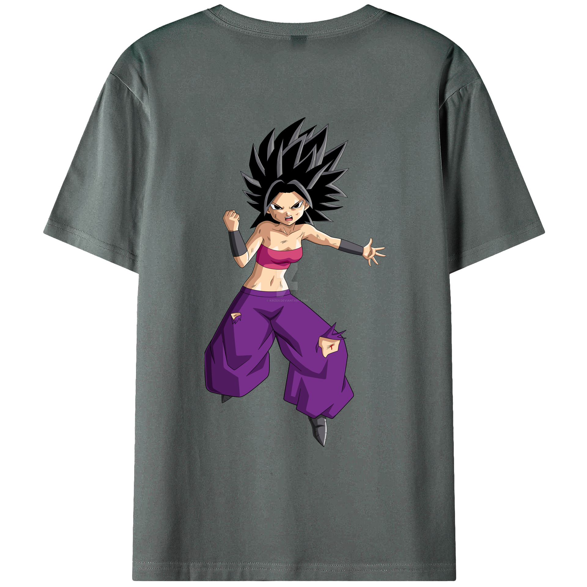 （画像用） ドラゴンボール カリフラ DRAGON BALL Caulifla 綿100％ メンズ半袖Tシャツ（バックプリント） 通気性
